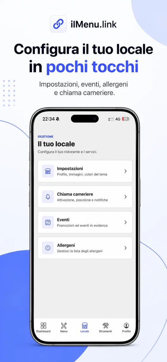 Schermata app ilMenu: Cinque stili di menu. Un’identità completamente tua.